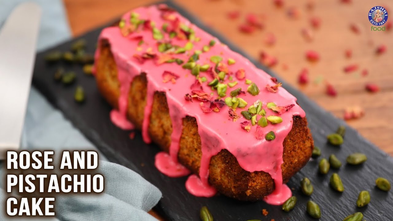 Rose and Pistachio Cake Recipe | Eggless Pistachio Loaf Cake | Pound Cake Ideas | Bhumika