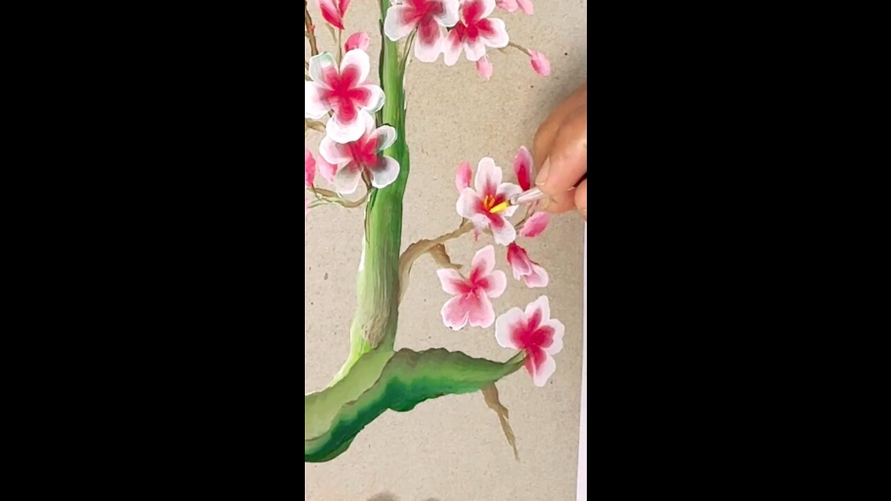 Amazing way to paint cherry blossoms