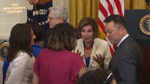 Pelosi & her ilk crowds around each other mask free after saying we must keep masks on.