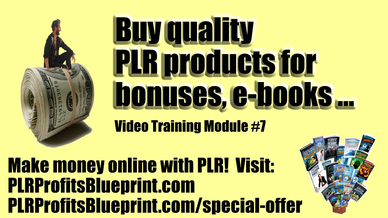 Video Training Module 7: Buy quality PLR products for bonuses, e-books, list-building