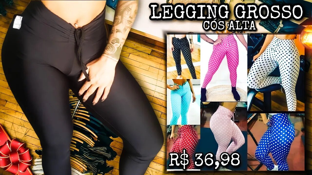 Roupa Legging de academia Moda Feminina Tecido Suplex Grosso Cós Alto + Brinde!