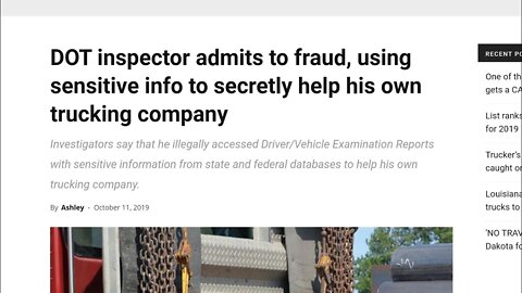 DOT INSPECTOR ADMITS TO FRAUD