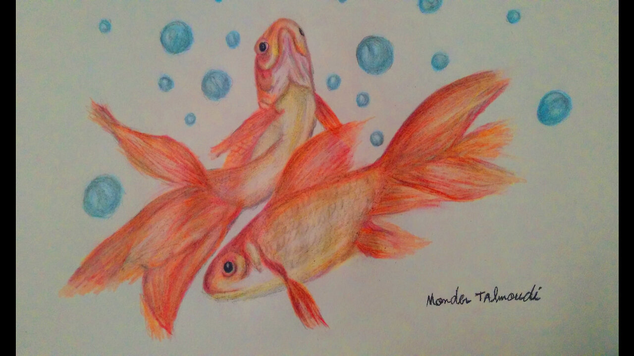 Drawing golden fish,