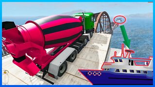 Truck Jump Compilation, Trucks vs Ferry: BeamNG.Drive TruckFails #282