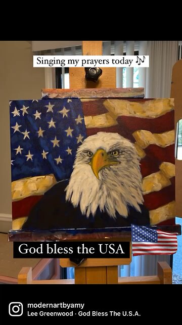 Patriotic Art - God Bless the USA, Lee Greenwood, Flag and Eagle Painting, American Flag, Patriot