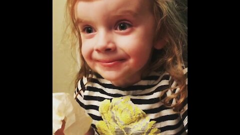 My Daughter Pretending to Like my Spaghetti. (ORIGINAL)