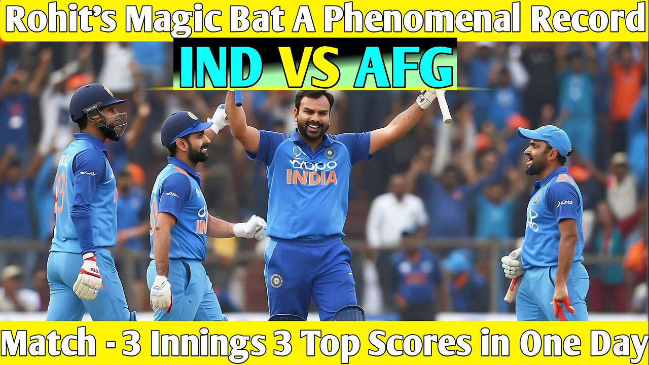 Rohit Sharma's Unbelievable Feat: 3 Innings, 3 Top Scores in a Day! 🏏✨ IND vs AFG Cricket Magic!