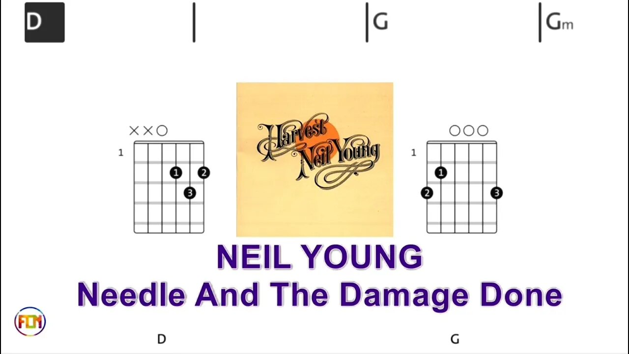 NEIL YOUNG Needle And The Damage Done - (Chords & Lyrics like a Karaoke) HD