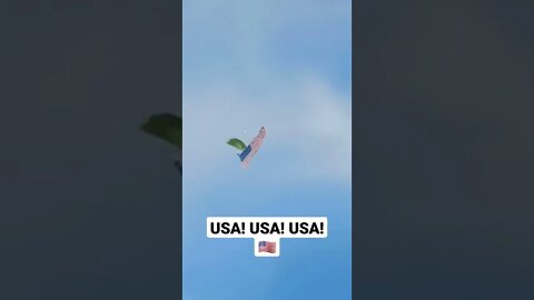A local skydives with an American flag in support of The People's Convoy!