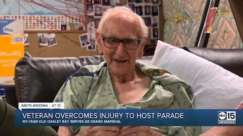 101-year-old veteran overcomes injury to host parade