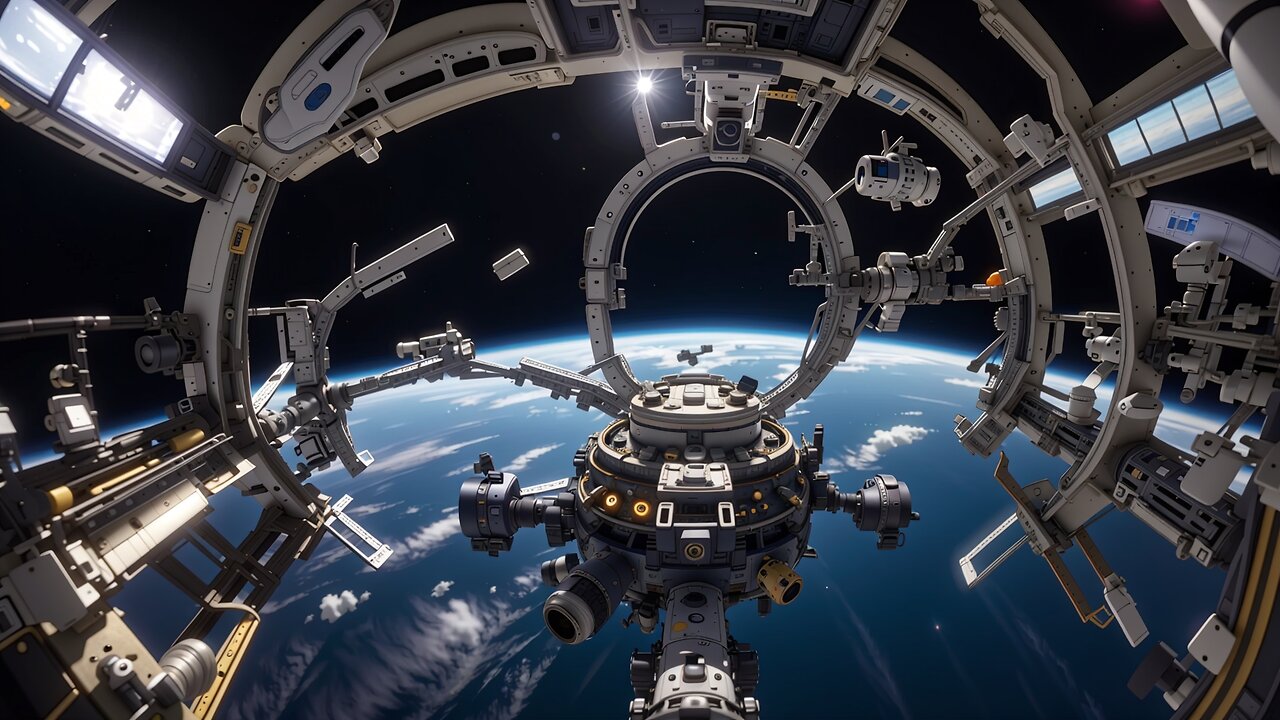 Space Station Fisheye Fly-Through 4K (Ultra HD)