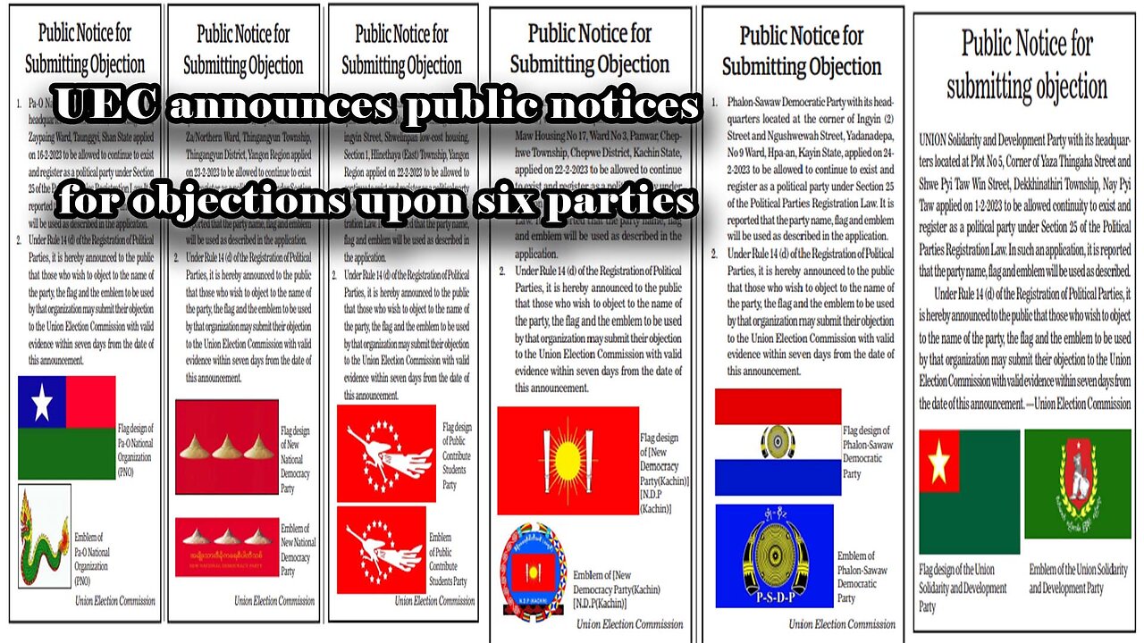 UEC announces public notices for objections upon six parties