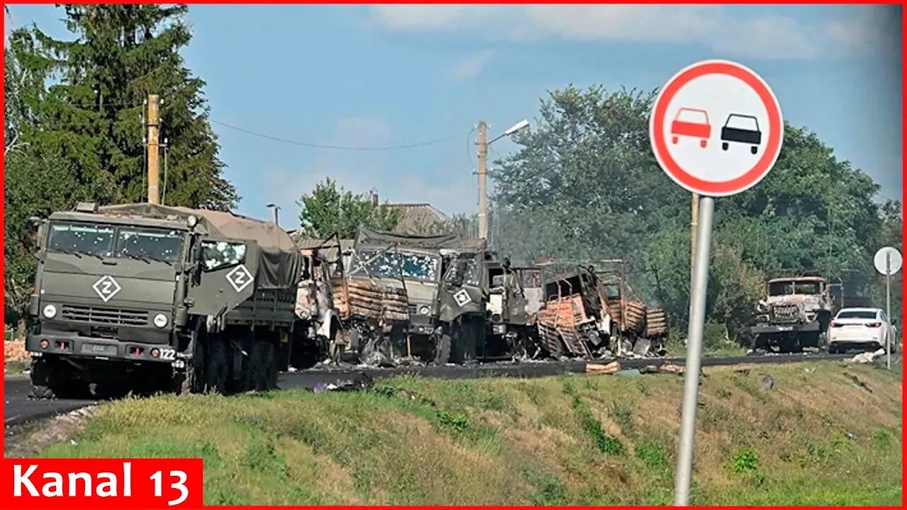 Ukrainian army destroyed the KAMAZ convoys of Russians carrying soldiers and ammunition in Kursk