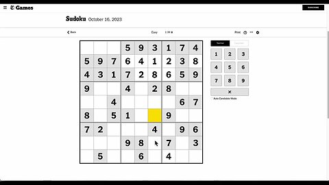 Sudoku 2023 10 16 easy - how fast can I do this with a fever