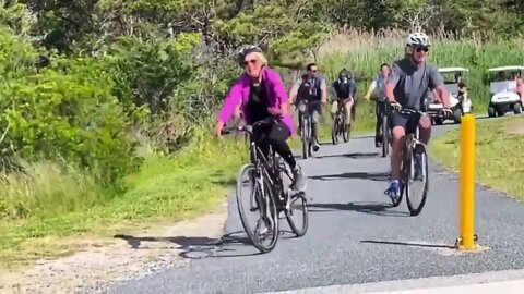 America's Senile President Forgets to Put Foot Down After Stopping on Bicycle and FALLS!