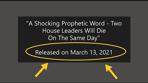 2021 prophesy: 2 prominent leaders in America's "House" will die on the same day