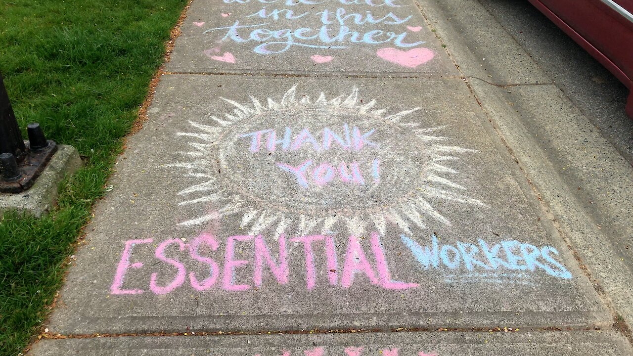 Sidewalk art brings very positive thoughts during coronavirus pandemic