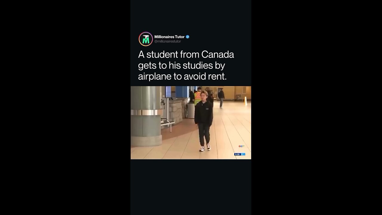 A student from Canada gets to his studies by airplane to avoid rent.