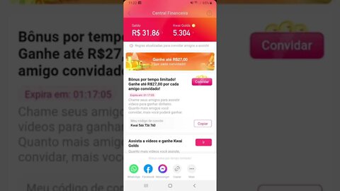 assista vídeos e convide amigos e receba no kwai