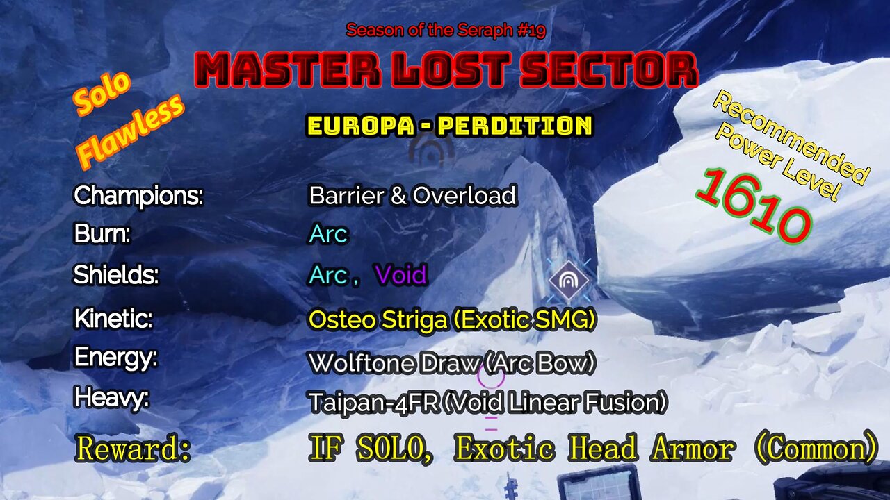 Destiny 2 Master Lost Sector: Europa - Perdition on my Hunter Solo-Flawless 1-3-23