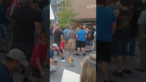 Mask Burning Protest at Boise City Hall