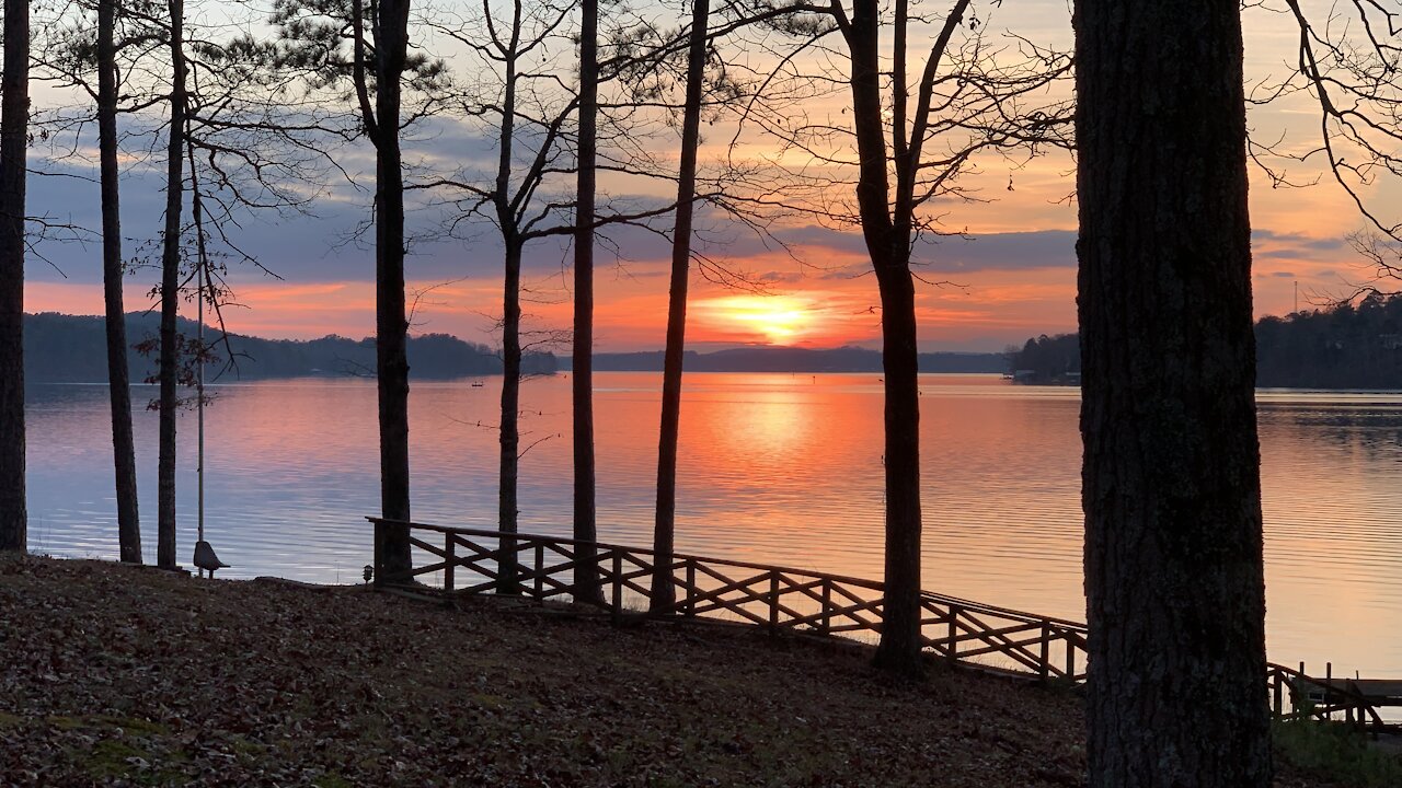 Beautiful moon and gorgeous sunset on the Coosa River