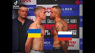 Ukrainian boxing fighter dominates cocking Russian fighter in boxing