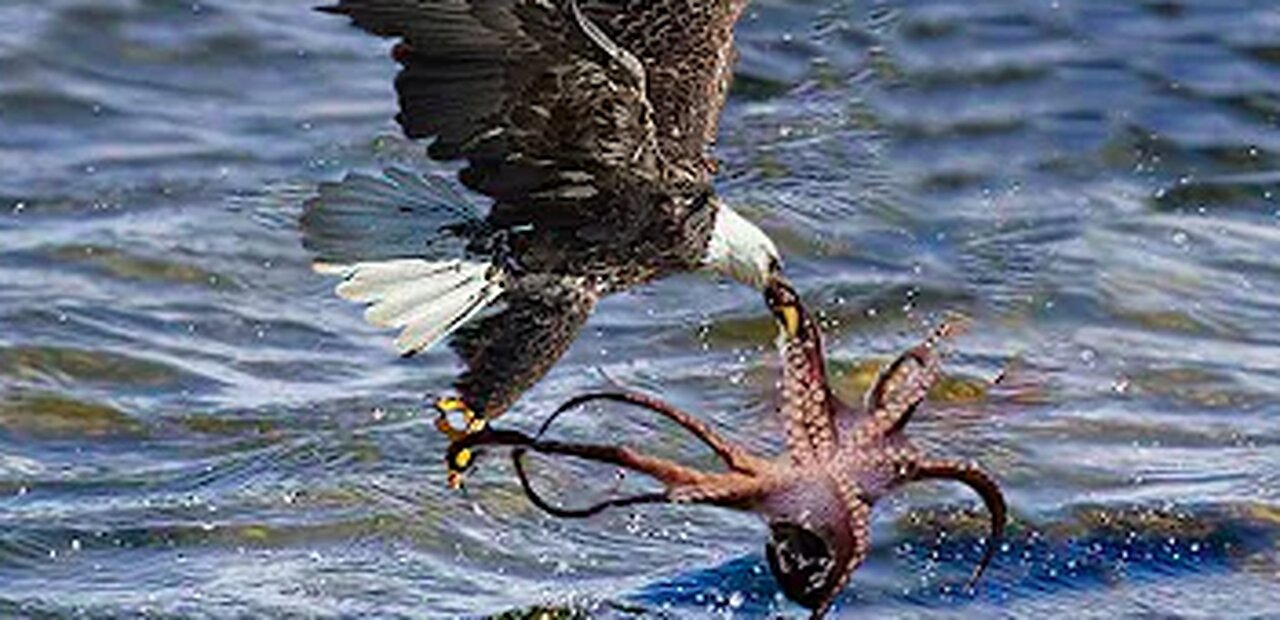 Eagle Dies While Hunting An Octopus In The Ocean