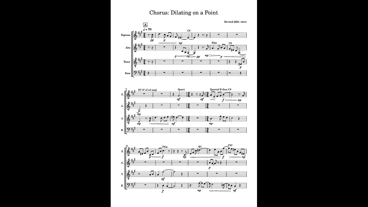 Dilating on a Point: Vocal Music for SATB - 2024 Revision