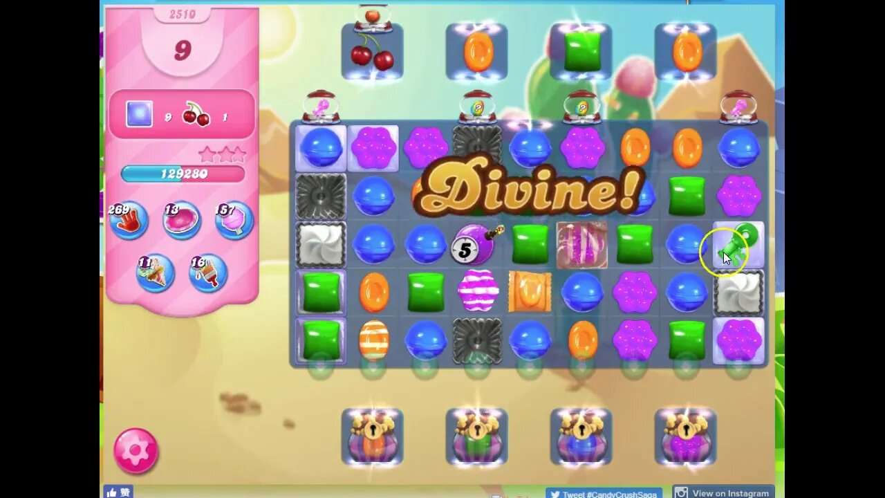 Candy Crush Level 2510 Audio Talkthrough, 1 Star 0 Boosters