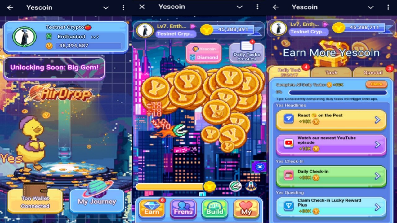 Yescoin | Tired Of Tap To Earn, Try Swipe To Earn | Upgrade YesPac For More Passive Gains | Telegram