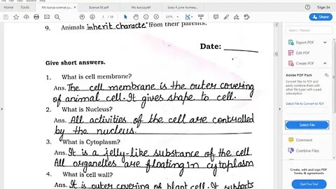 Class 4th Science 09 07 2020