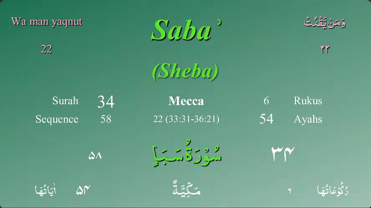 034 Surah Saba by Mishary Al Afasy (iRecite)