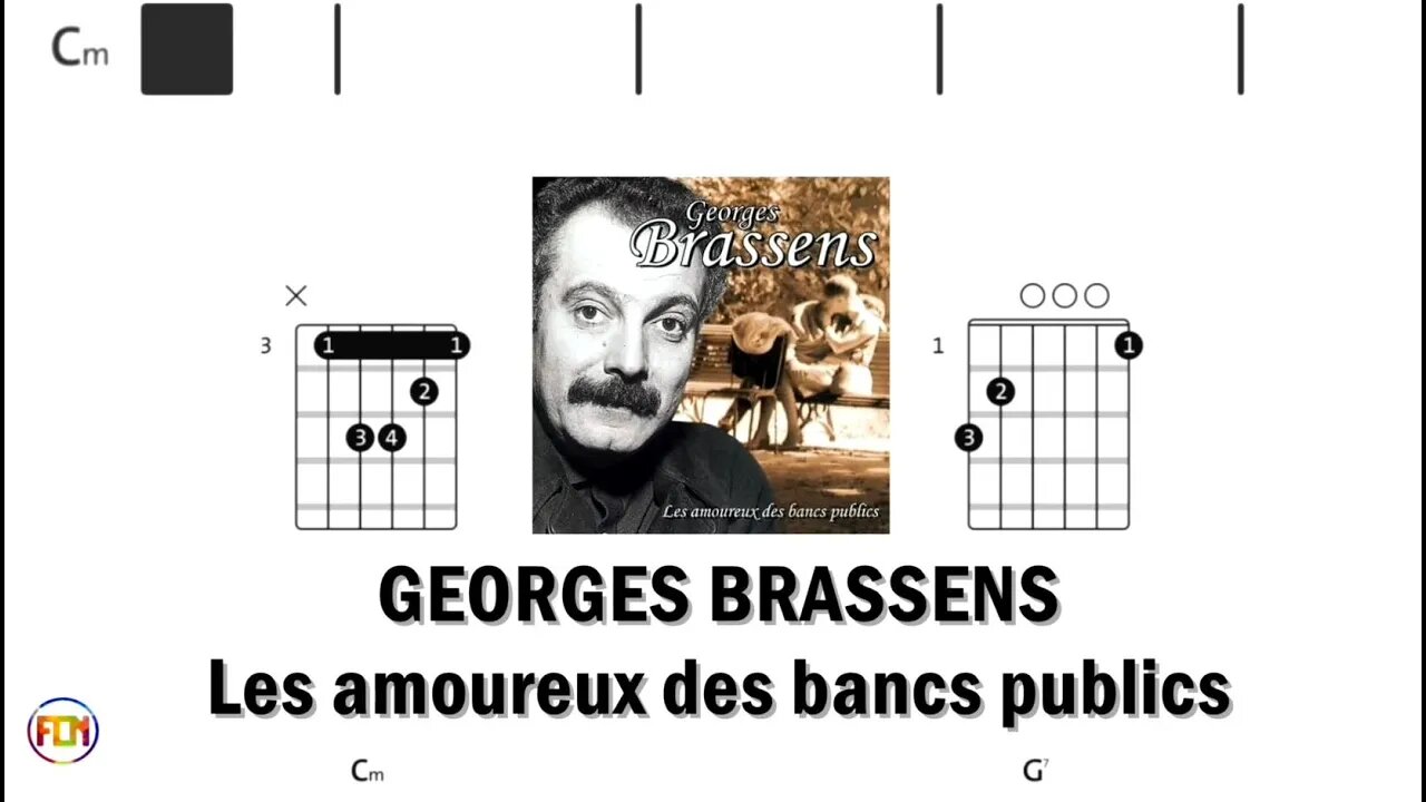 GEORGES BRASSENS Les amoureux des bancs publics - (Chords & Lyrics like a Karaoke) HD