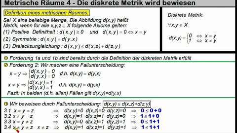 Metrische Räume 4 ►Diskrete Metrik (mit Beweis)