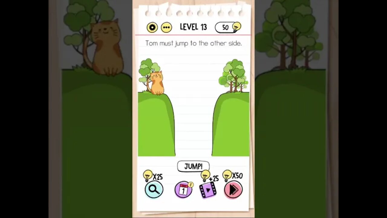 Brain Test Tricky Puzzles Level 13 Tom must jump to the other side.
