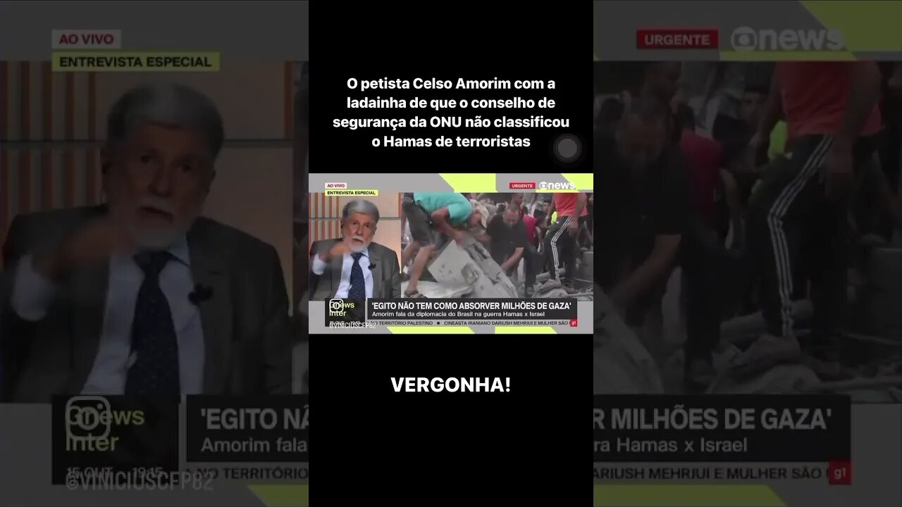 VERGONHA! O petista Celso Amorim com a ladainha de que o conselho de segurança da ONU