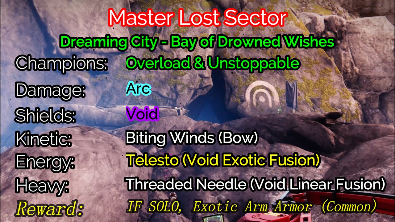 Destiny 2, Master Lost Sector, Bay of Drowned Wishes on the Dreaming City 1-15-22