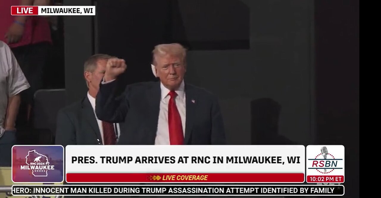 WATCH PRESIDENT TRUMP MAKES FIRST APPEARANCE AT RNC - 7 15 24