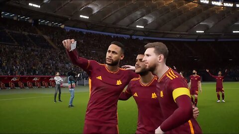 EFootball 2024 - PS4 #18 Roma VS Barcelona - Messi e Neymar no Ataque do Roma - Partida de Estreia