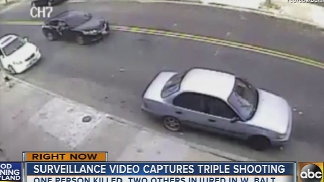 Police release surveillance video showing triple shooting in west Baltimore