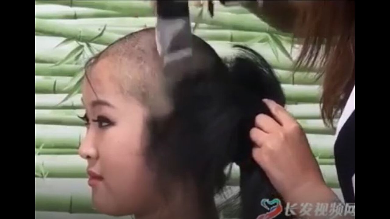 Long hair woman headshave