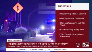 Burglary suspects taken into custody after crash on Loop 303