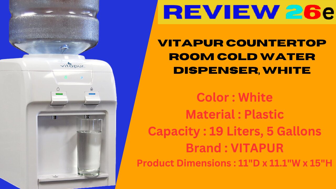 Vitapur Countertop Room Cold Water Dispenser, White