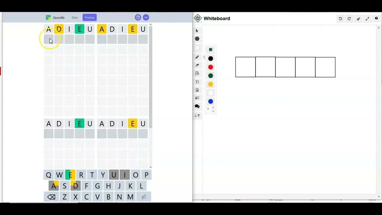 Wordle-type game series: Trying out Quordle with a practice game; fun word game with complex twist!