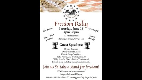 1776 Restoration Movement Saturday June 18th RALLY and AUCTION