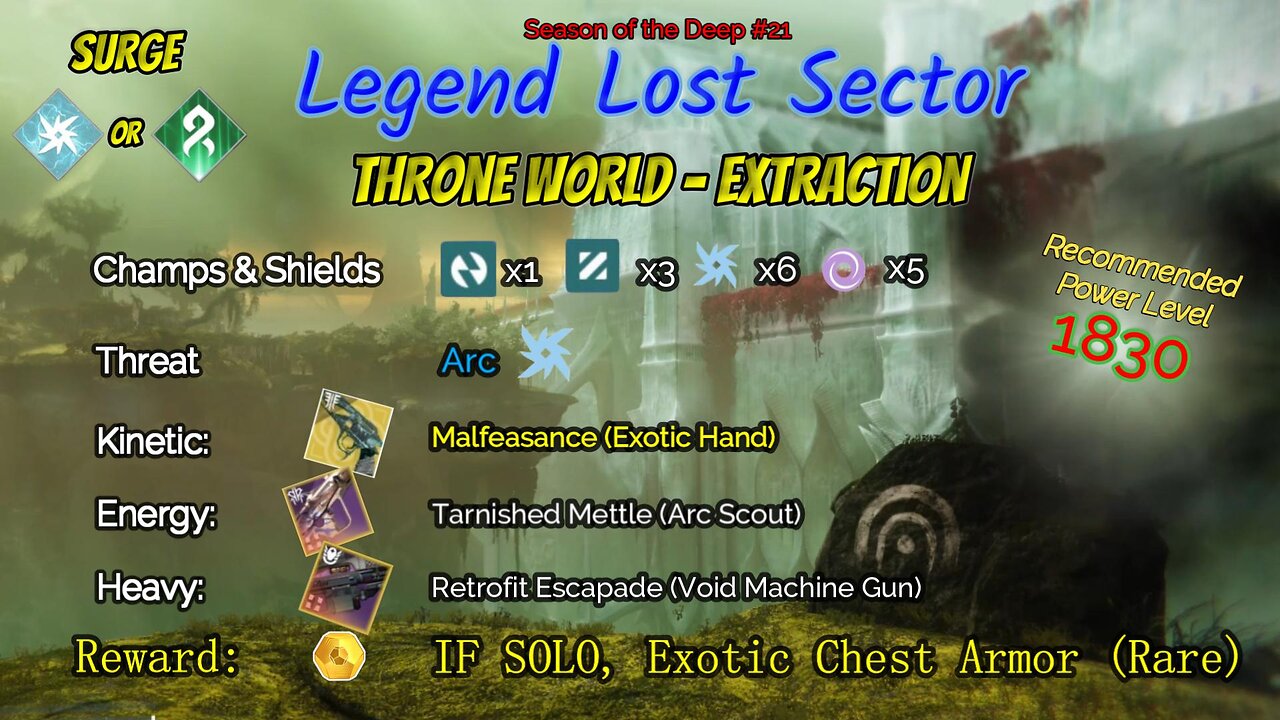 Destiny 2 Legend Lost Sector: Throne World - Extraction on my Arc Titan 6-19-23