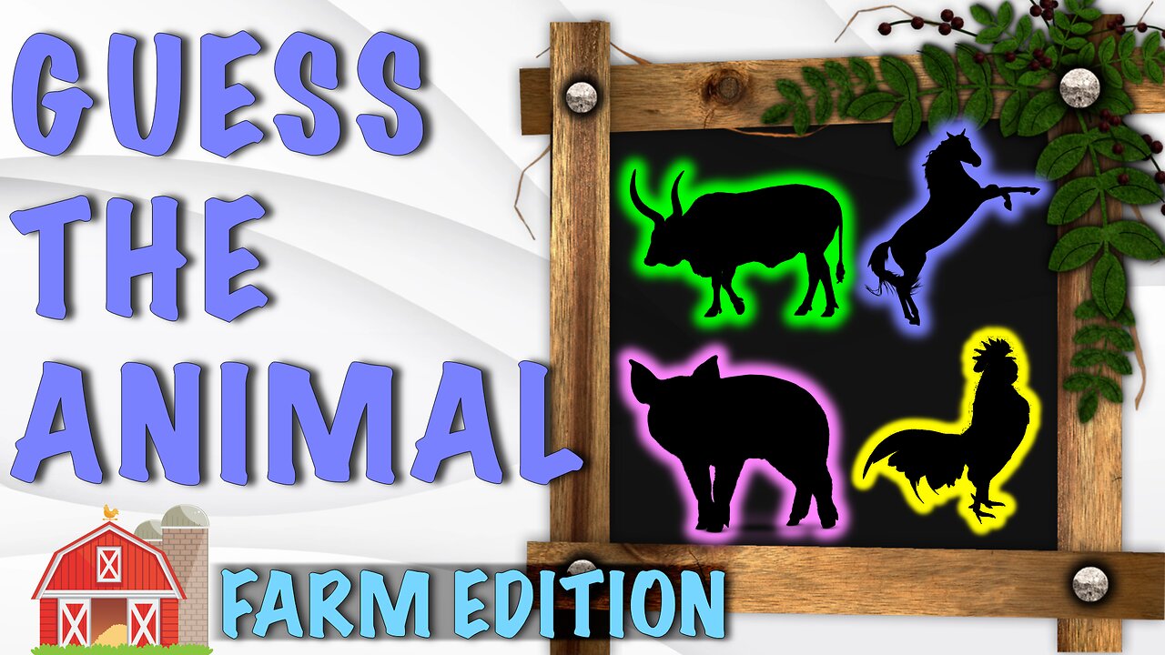 🐮Guess the animals shadow Game for Kids, Preschoolers and Kindergarten farm cow dog cat duck chicken