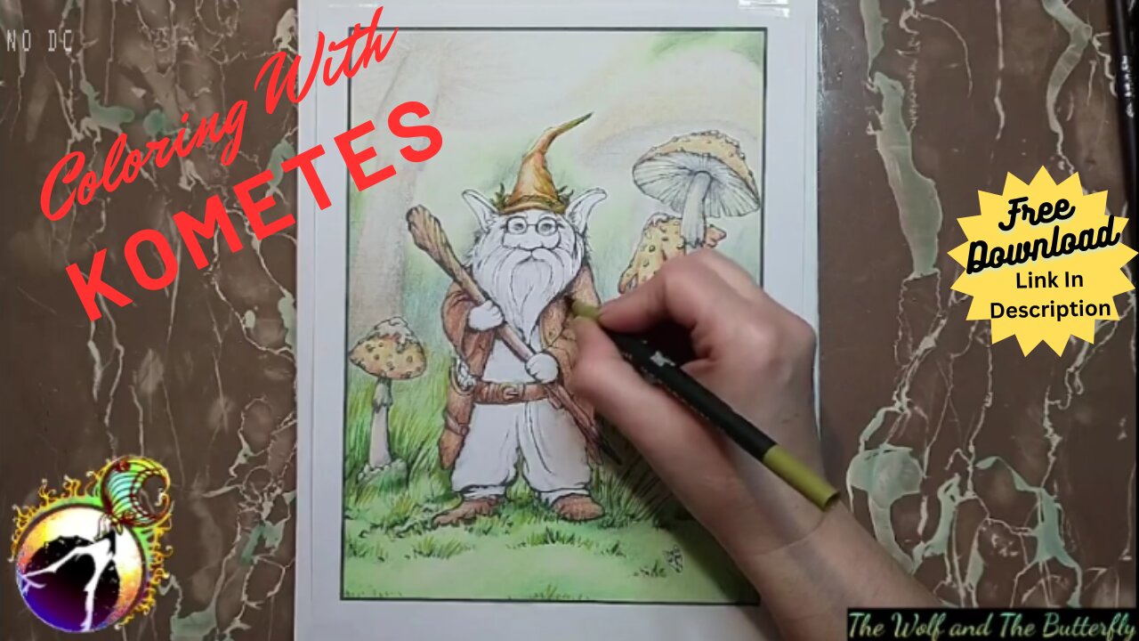 Free Download - Color This Whimsical Gnome With Kometes #coloringpages #adultcoloringart