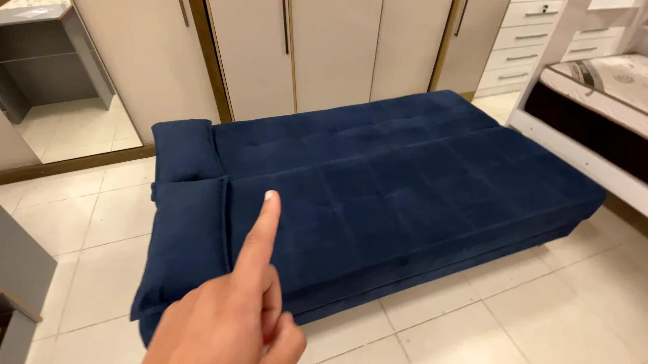 Sofá Cama Casal 3 Lugares e 2 Almofadas Arpoador Tecido Suede 185cm